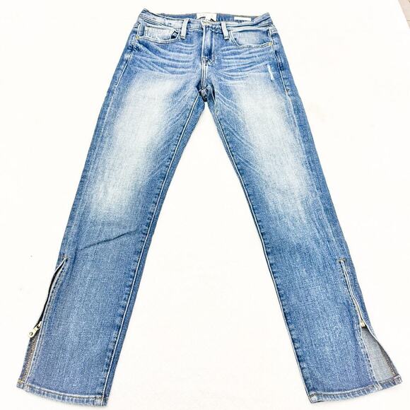 Frame Le Boy Split Hem Ankle Zipper Picadilly Zip Fly Denim Jeans Size 25 - Picture 2 of 10